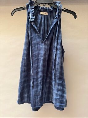 Just Living Indigo Ruffle Neck Halter Top